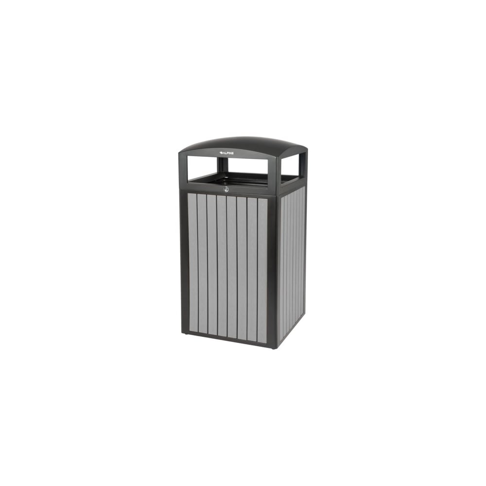 Alpine Industries 40 Gallon Gray All-Weather Outdoor Commercial Trash Can